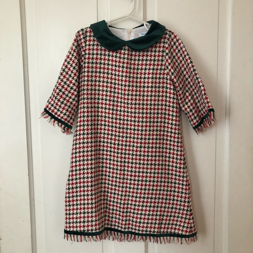 Girls sz 7 luli & me dress houndstooth red & green